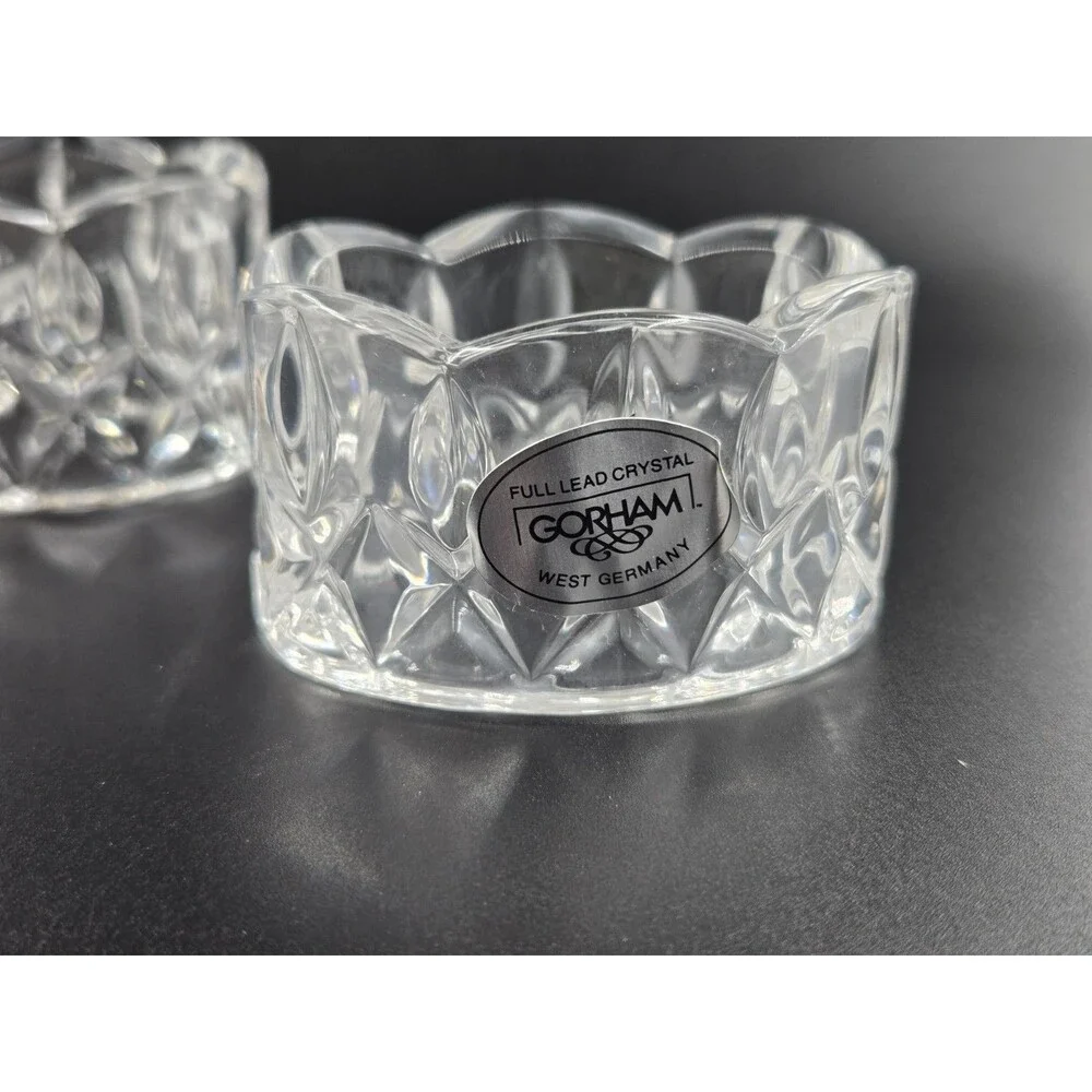 4 Gorham King Edward Set Of Four Lead Crystal Napkin Rings NEW !